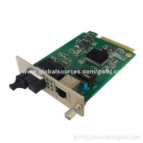 Gigabit card type fiber media converter, 1,310/1,550nm, transmitter and receiver